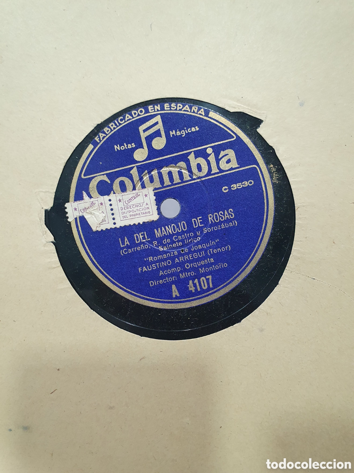 Discos de pizarra: Disco de pizarra. La del manojo de rosas. - Foto 1