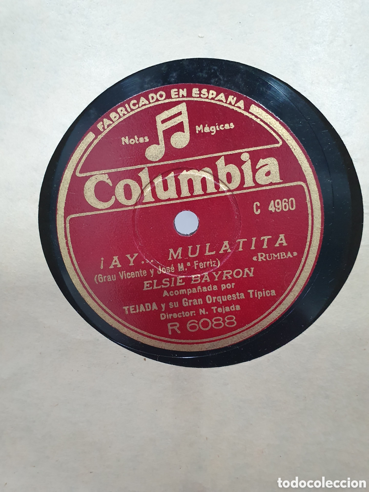Shellac records: Ay mulatita y Ven Mamita. Disco de pizarra