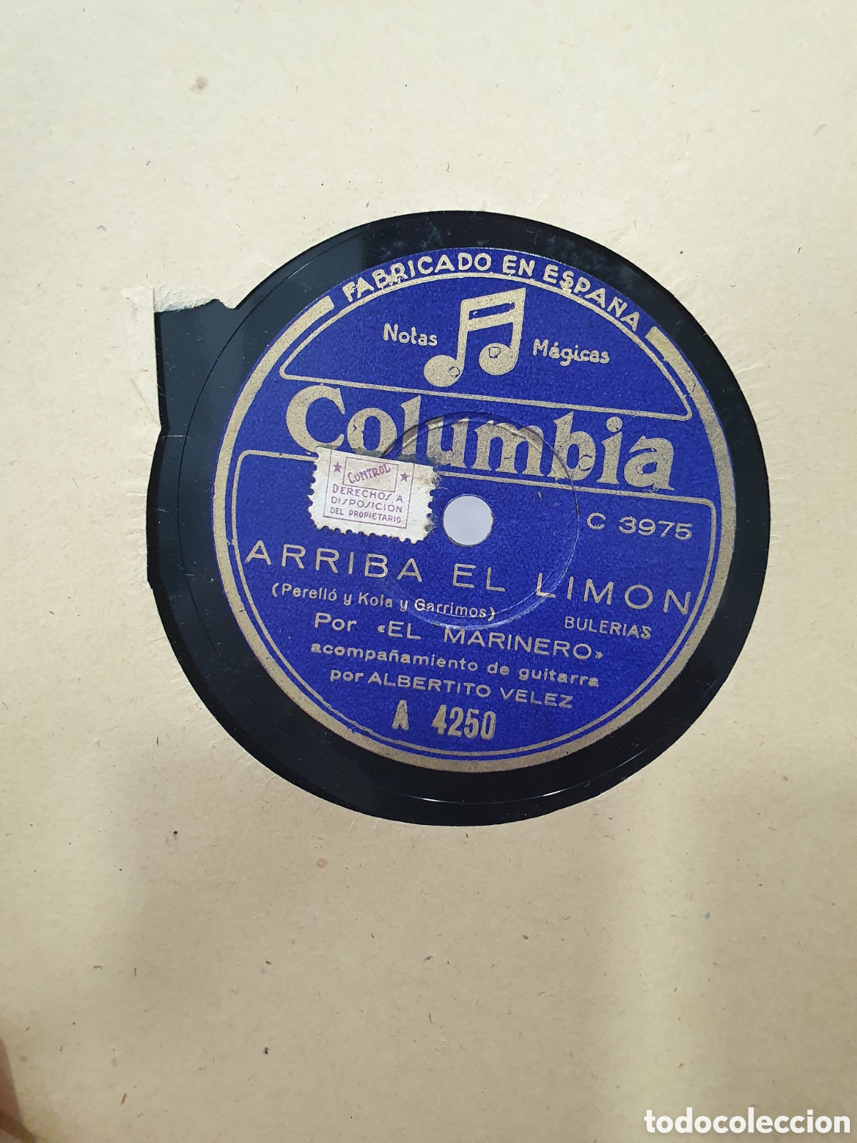 Shellac records: Arriba el lim&oacute;n y Tu no tienes compasi&oacute;n. Disco de pizarra
