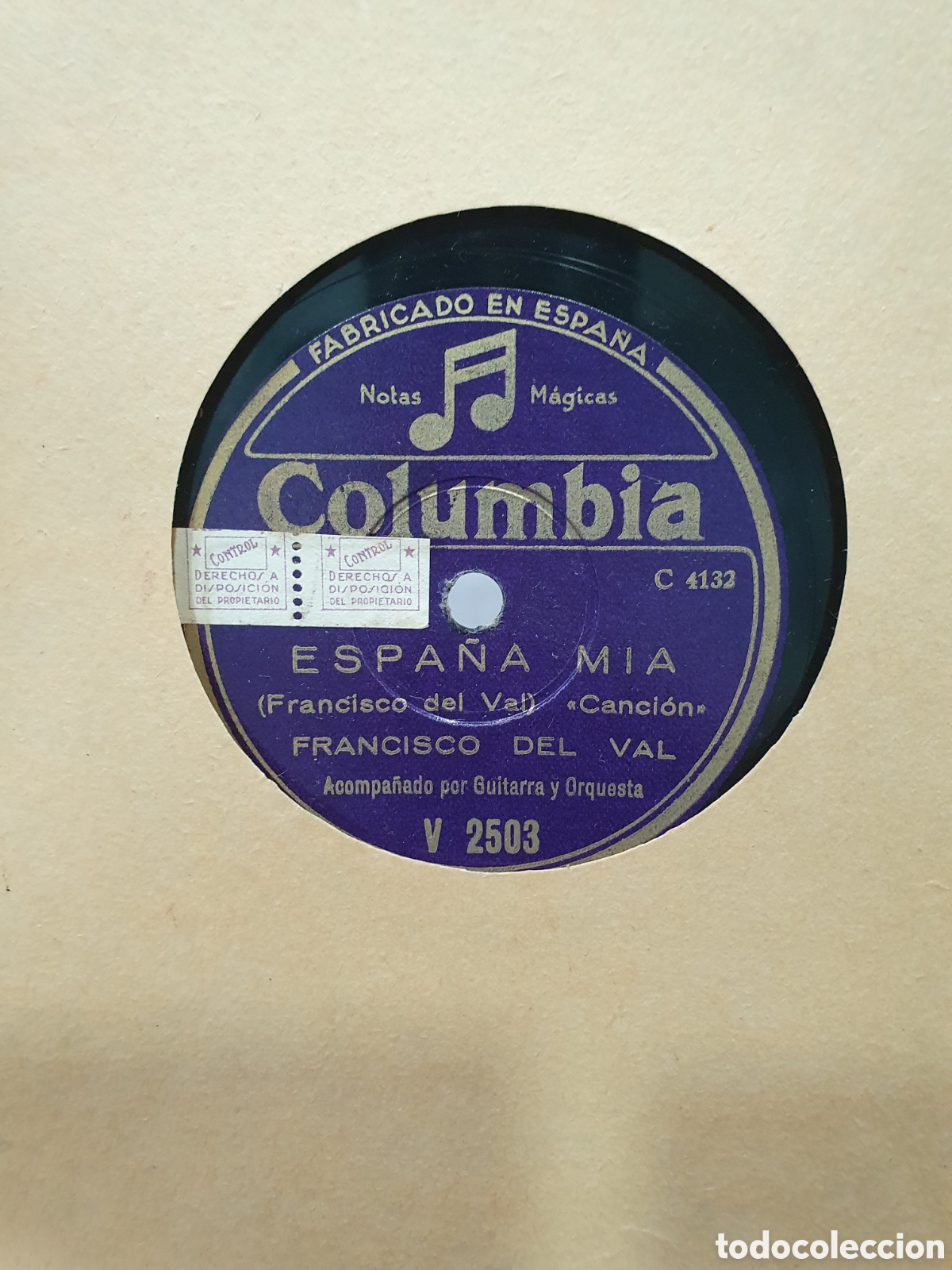 Shellac records: Espa&ntilde;a mia y obrerito. Disco de pizarra