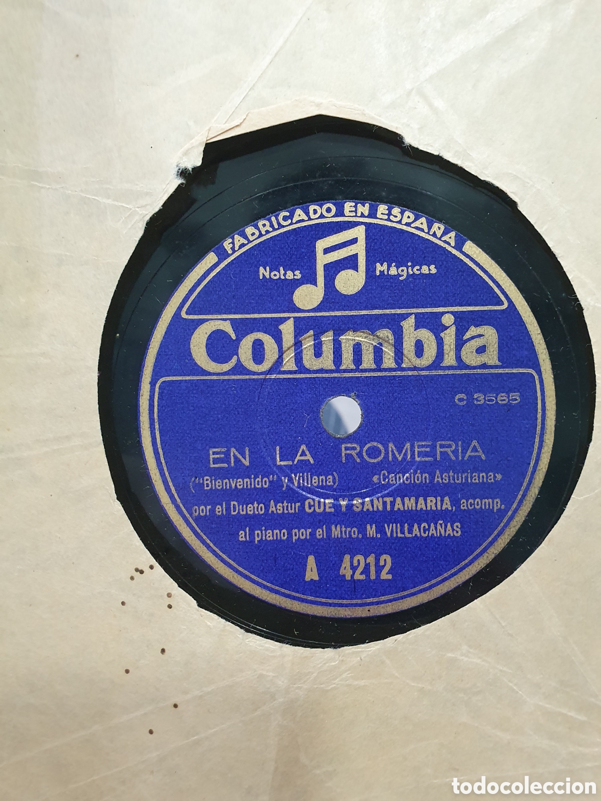 Disques en gomme-laque: En la Romer&iacute;a y Enamorame. Disco de pizarra.