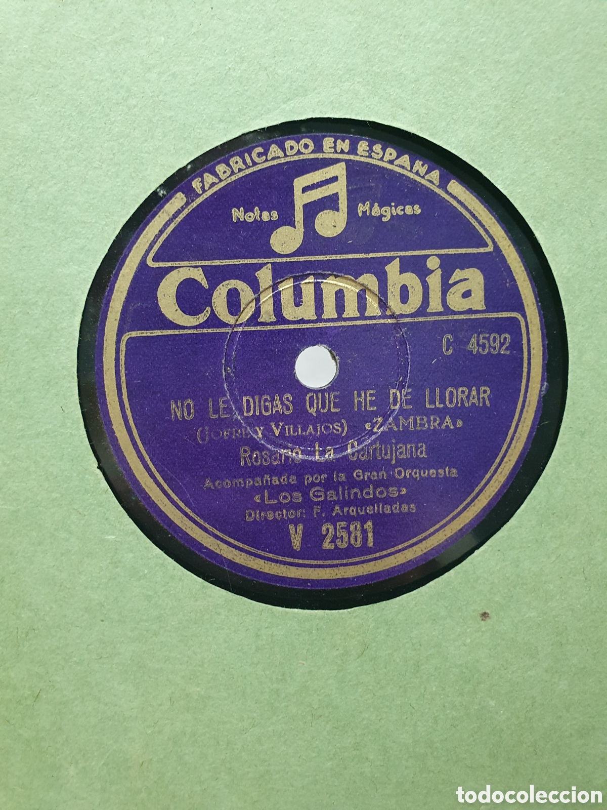 Shellac Records: No le digas que he de llorar. Disco de pizarra