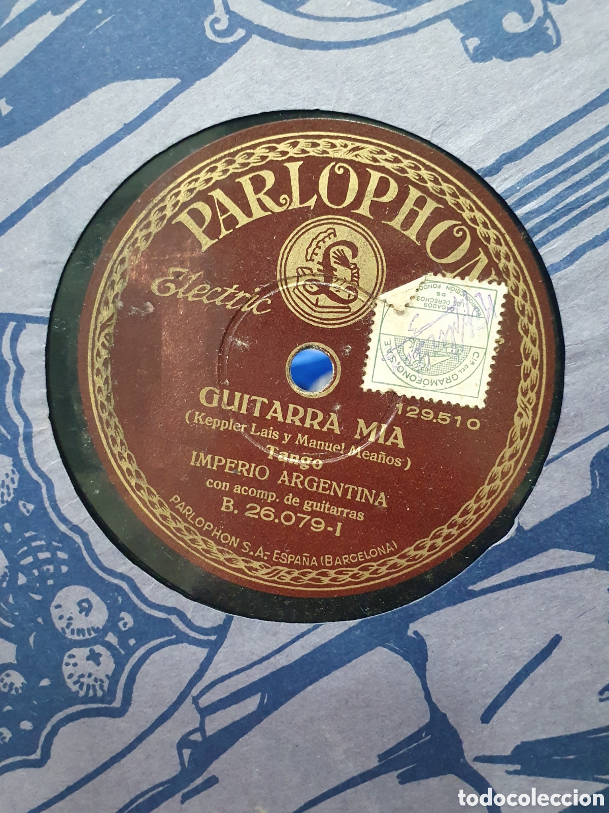 Shellac records: Guitarra m&iacute;a y recuerdos chilenos. Imperio Argentina. Disco de pizarra