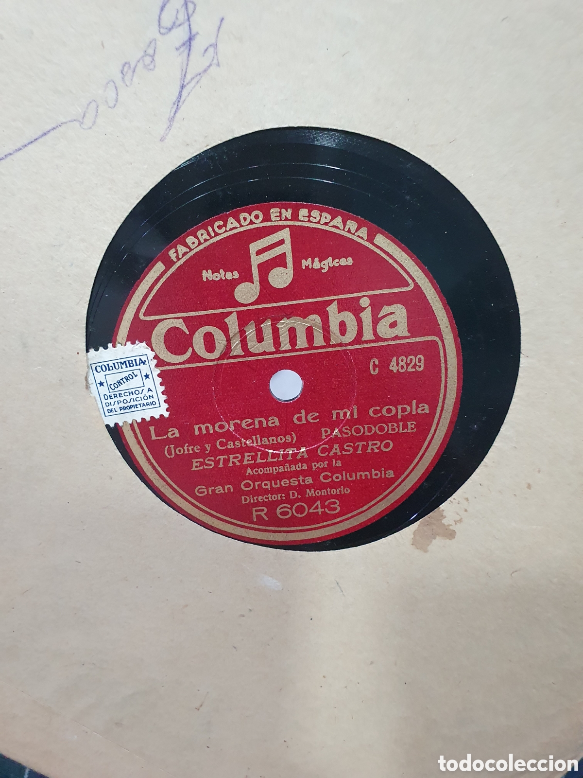 Shellac records: La morena de mi copla y Noche Bruja. Disco de pizarra