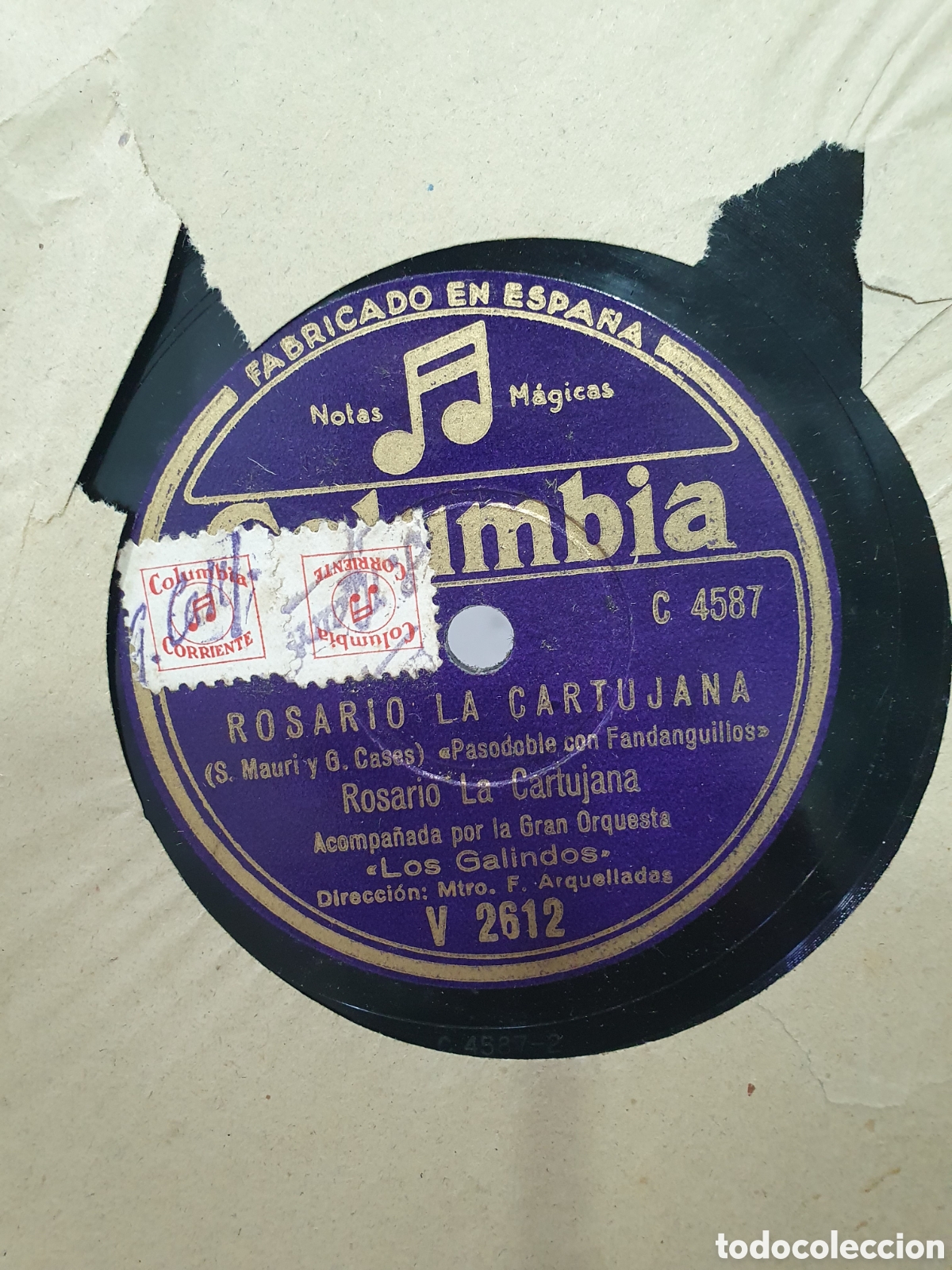 Schellackplatten: Rosario La Cartujana y Rosa Maria. Disco de pizarra
