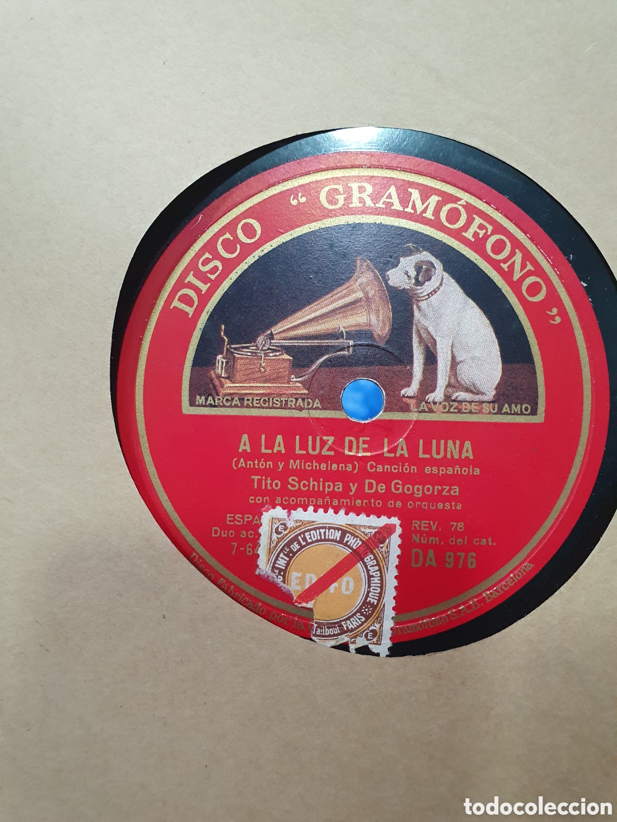 Discos de pizarra: A la luz de la luna y Los Rumberos. Disco de pizarra - Foto 2