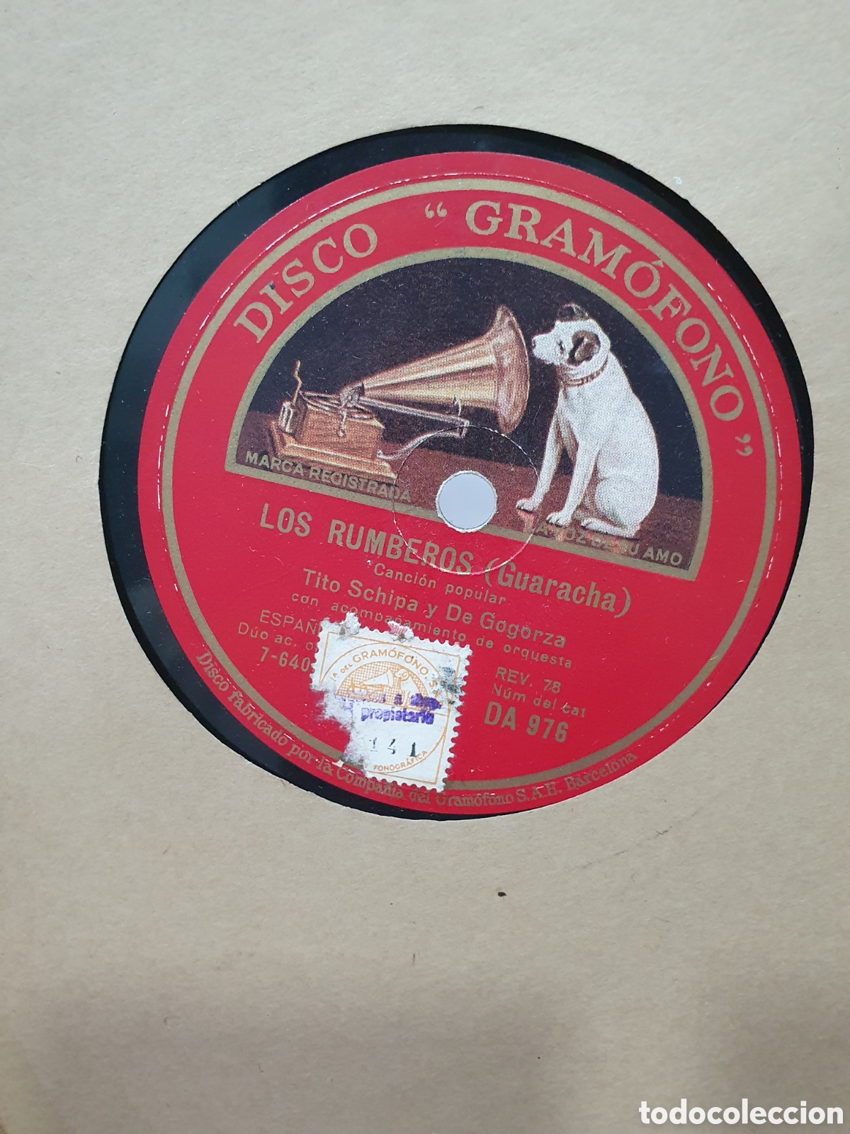 Discos de pizarra: A la luz de la luna y Los Rumberos. Disco de pizarra - Foto 1