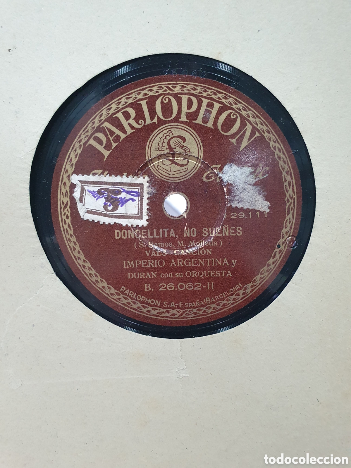 Shellac records: Doncellita no sue&ntilde;es y con el clavel en la boca. Disco de pizarra