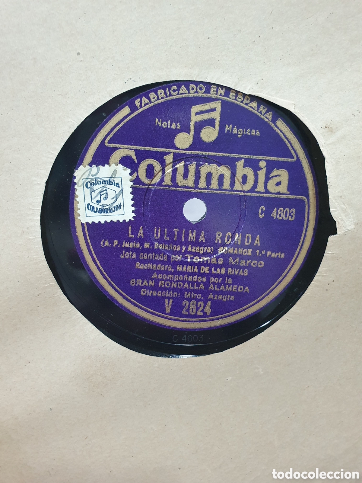Dischi in gommalacca: La &uacute;ltima ronda. Disco de pizarra.