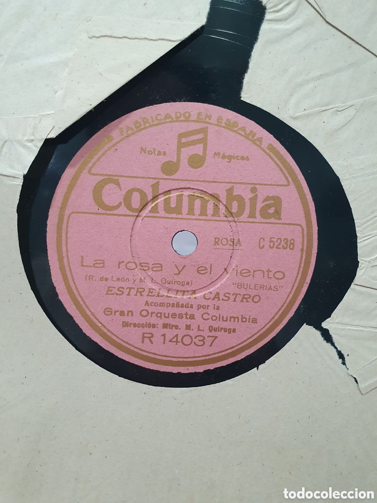 Shellac Records: La rosa y el viento y torbellino. Estrellita Castro. Disco de pizarra
