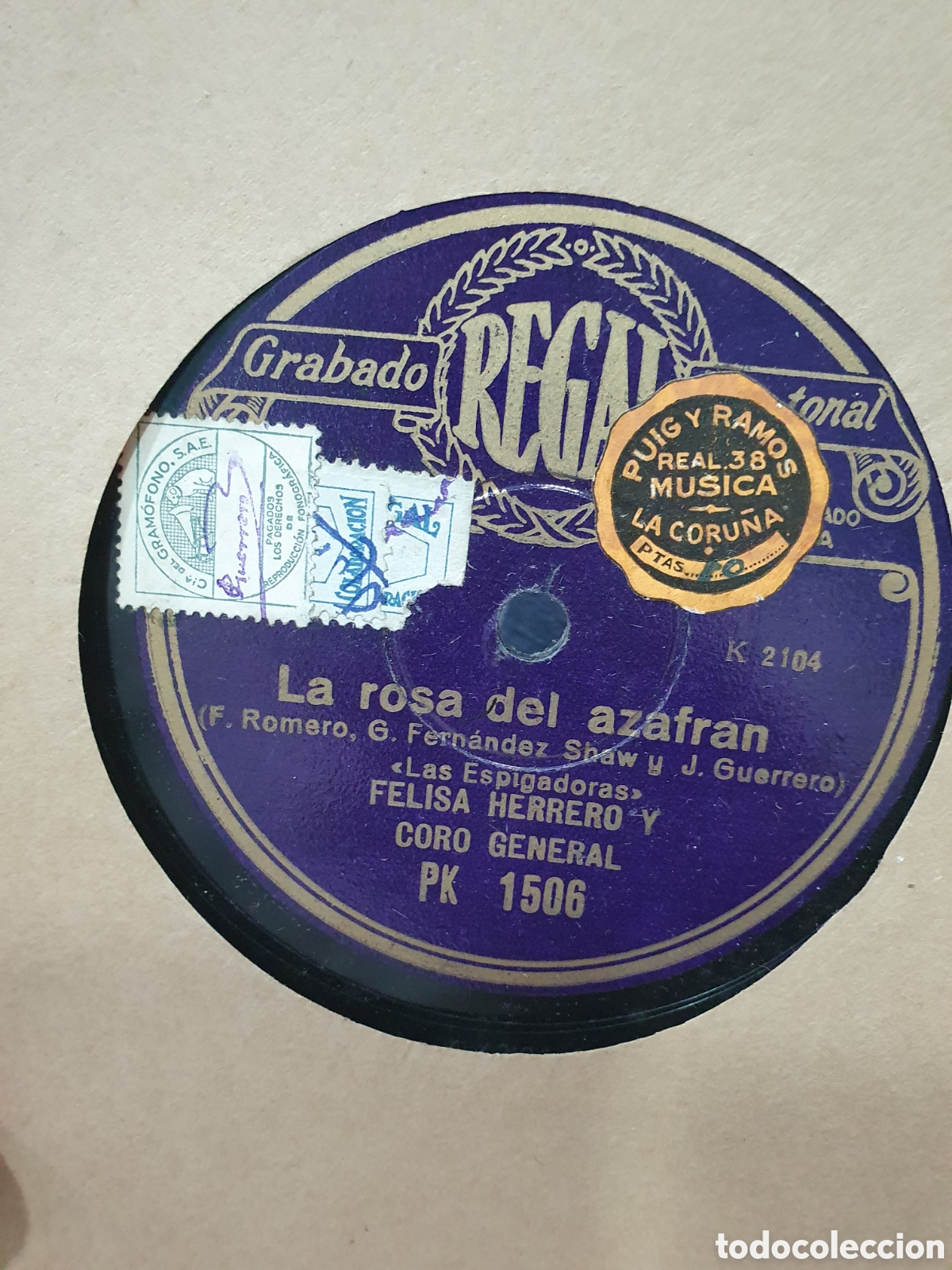 Discos de pizarra: La rosa del azafran. Disco de pizarra. - Foto 1