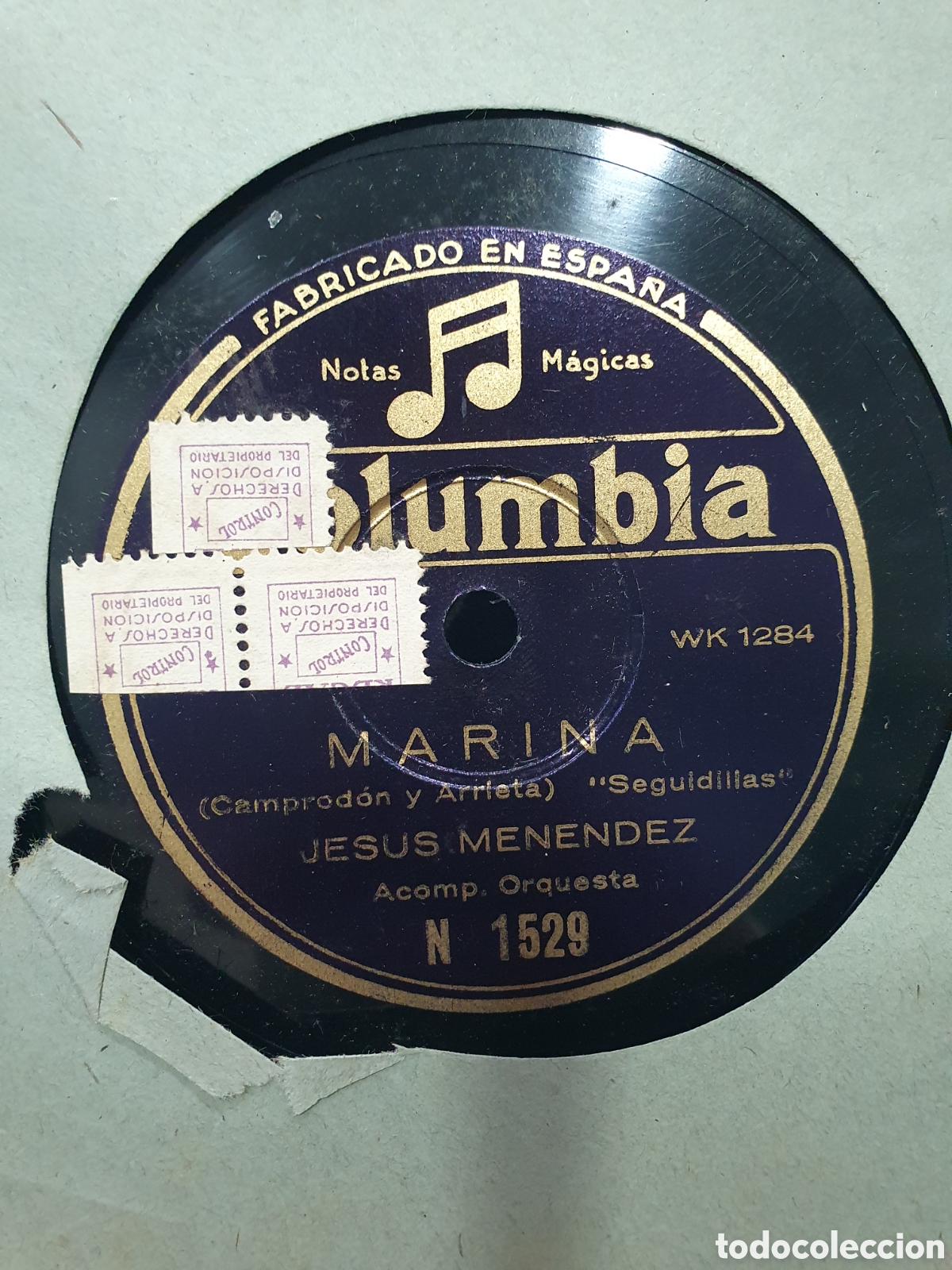 Shellac records: La canci&oacute;n del soldado y Marina. Disco de pizarra.