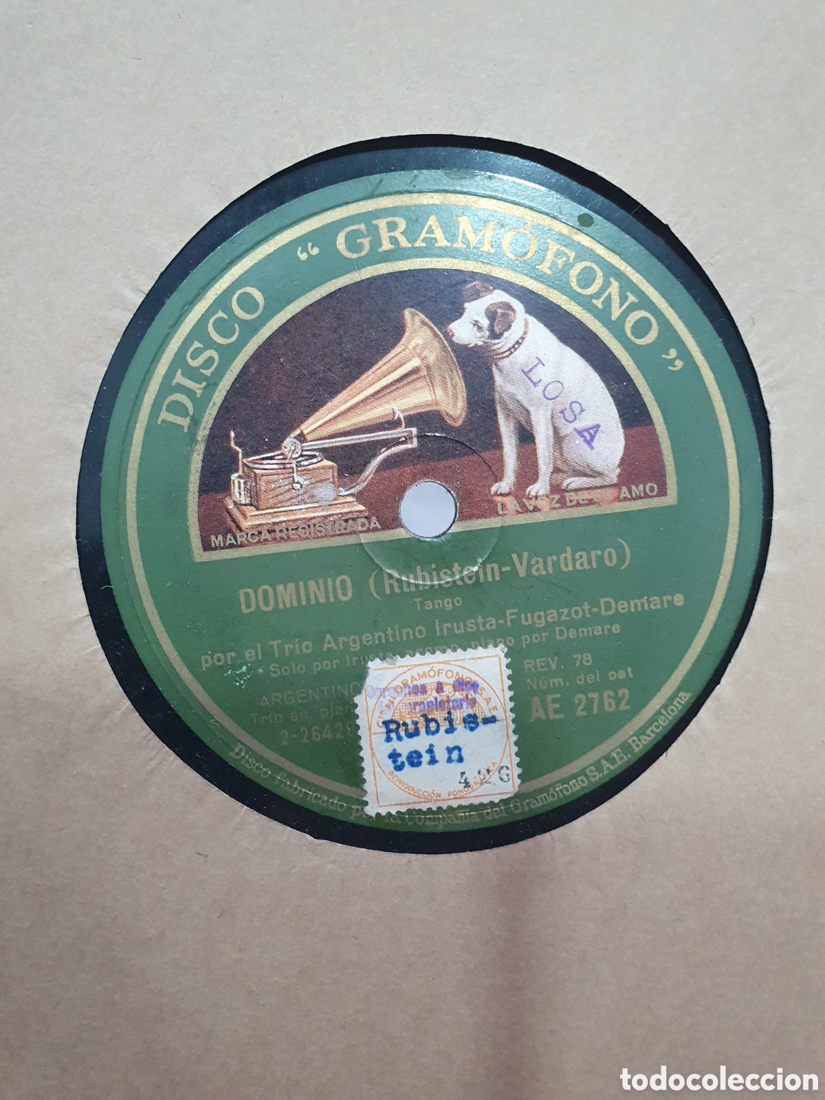 Schellackplatten: Dominio y por donde andar&aacute;. Disco de pizarra Tango.