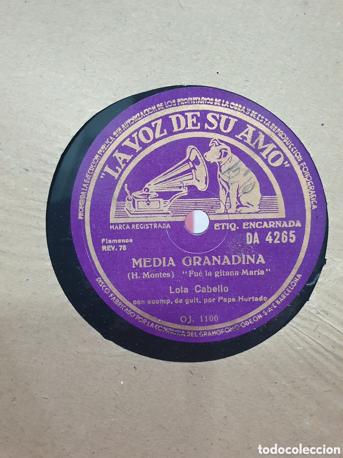 Shellac Records: Media Granadina y Fandanguillos. Disco de pizarra