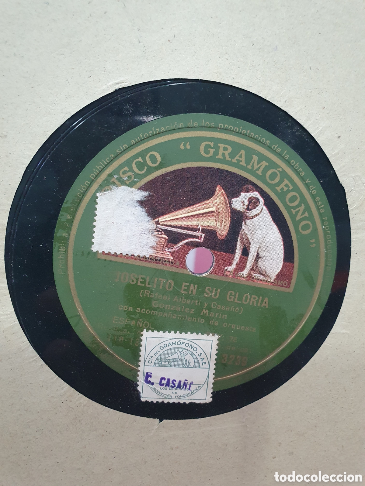 Dischi in gommalacca: Joselito en su gloria y Cantares. Alberti y Machado. Disco de pizarra.