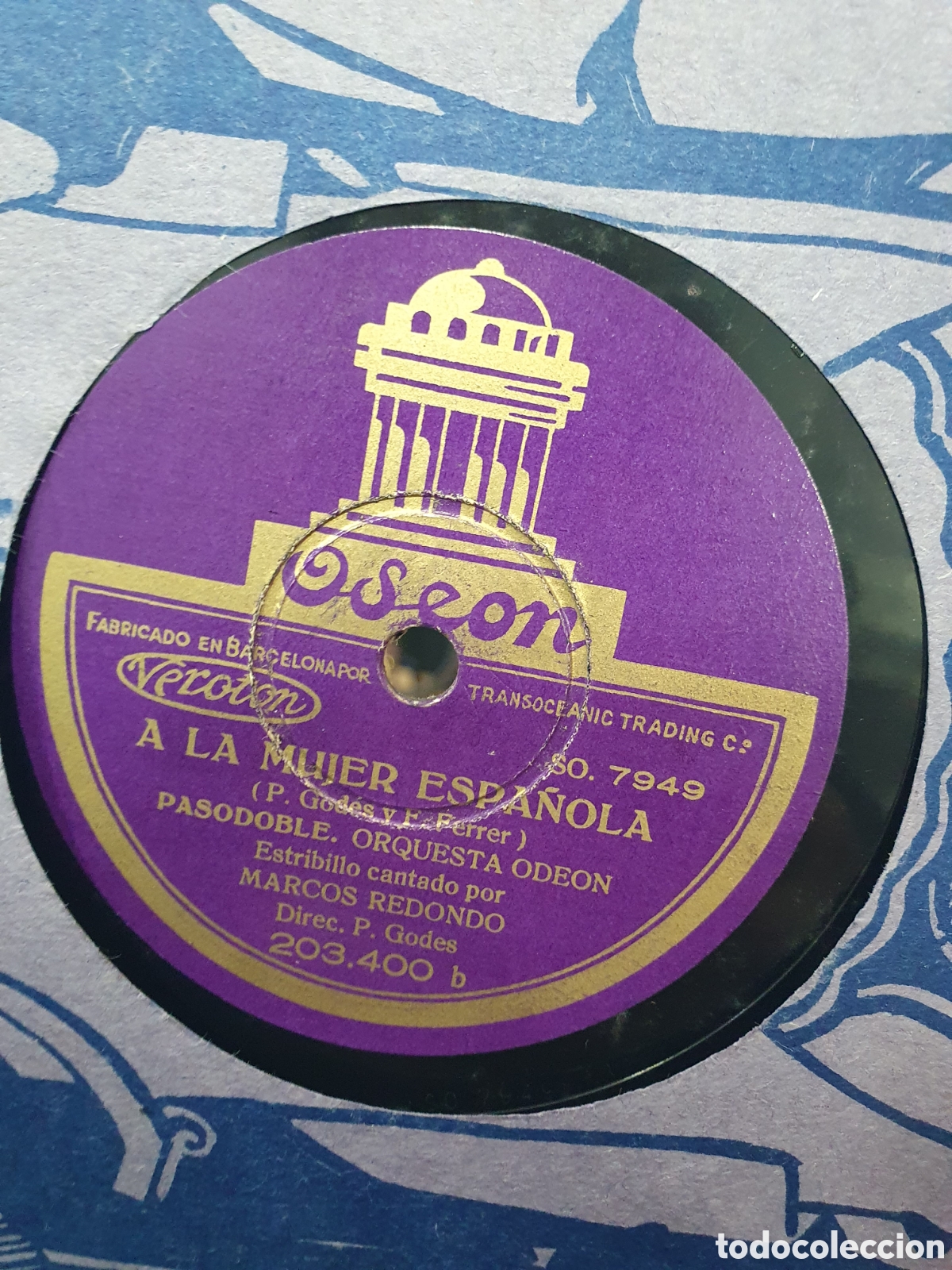 Discos de pizarra: A la mujer espa&ntilde;ola y concurso Ode&oacute;n. Disco de pizarra. - Foto 1