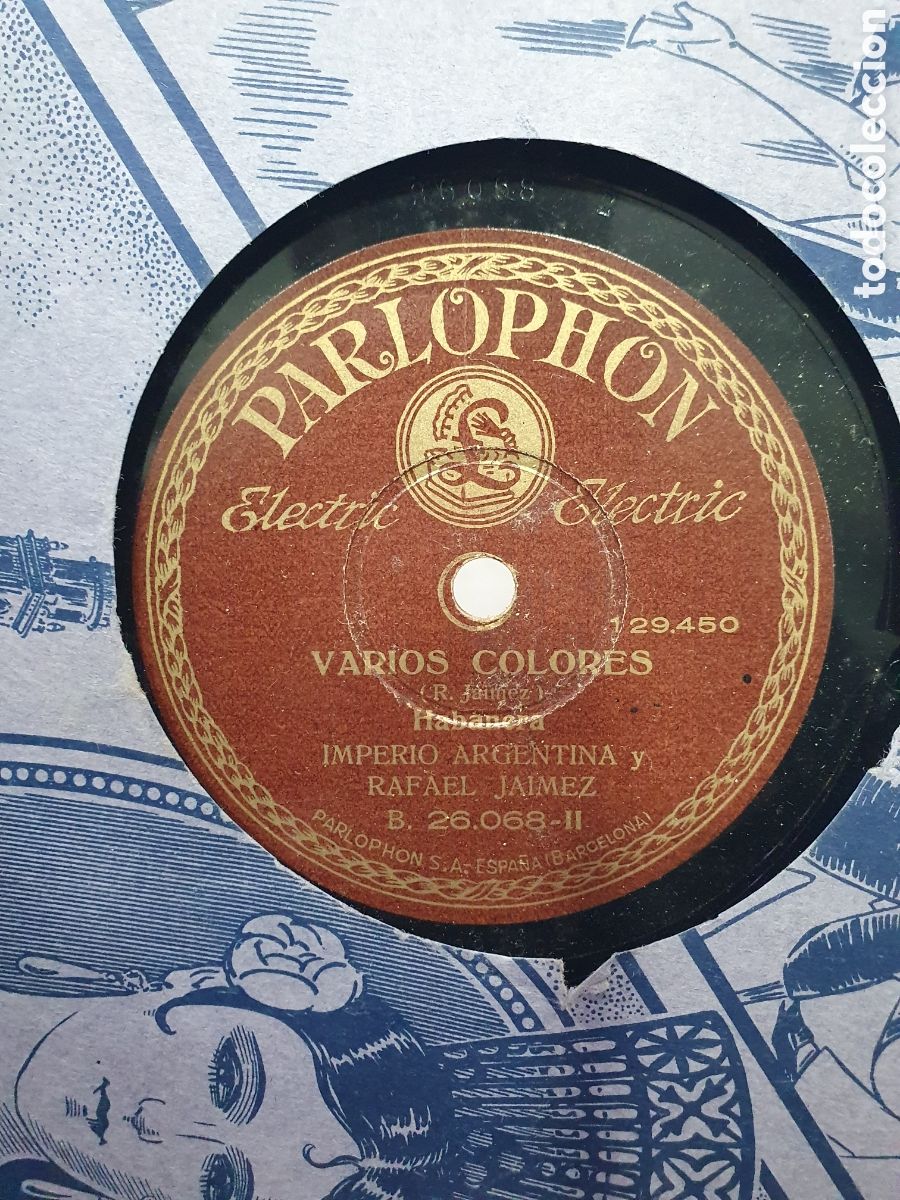 Discos para gramofone: Varios colores y cuando te suicidas? Disco de pizarra. Imperio Argentina