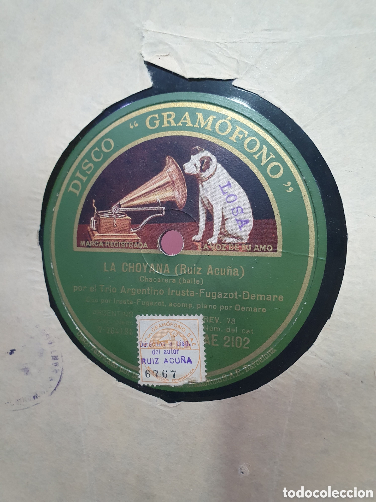 Discos de pizarra: La Choyana y Araca Coraz&oacute;n. Disco de pizarra - Foto 1