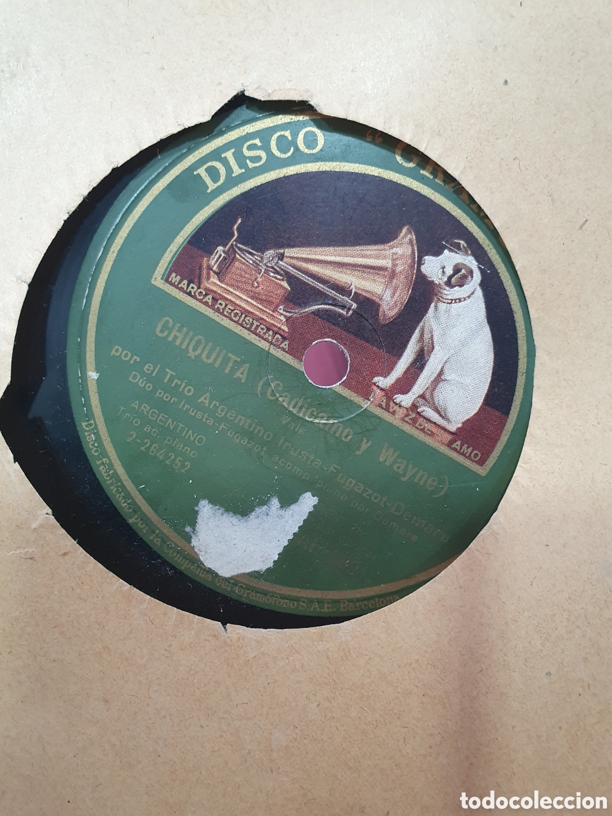 Disques en gomme-laque: Chiquita y mam&aacute; yo quiero un novio. Disco de pizarra