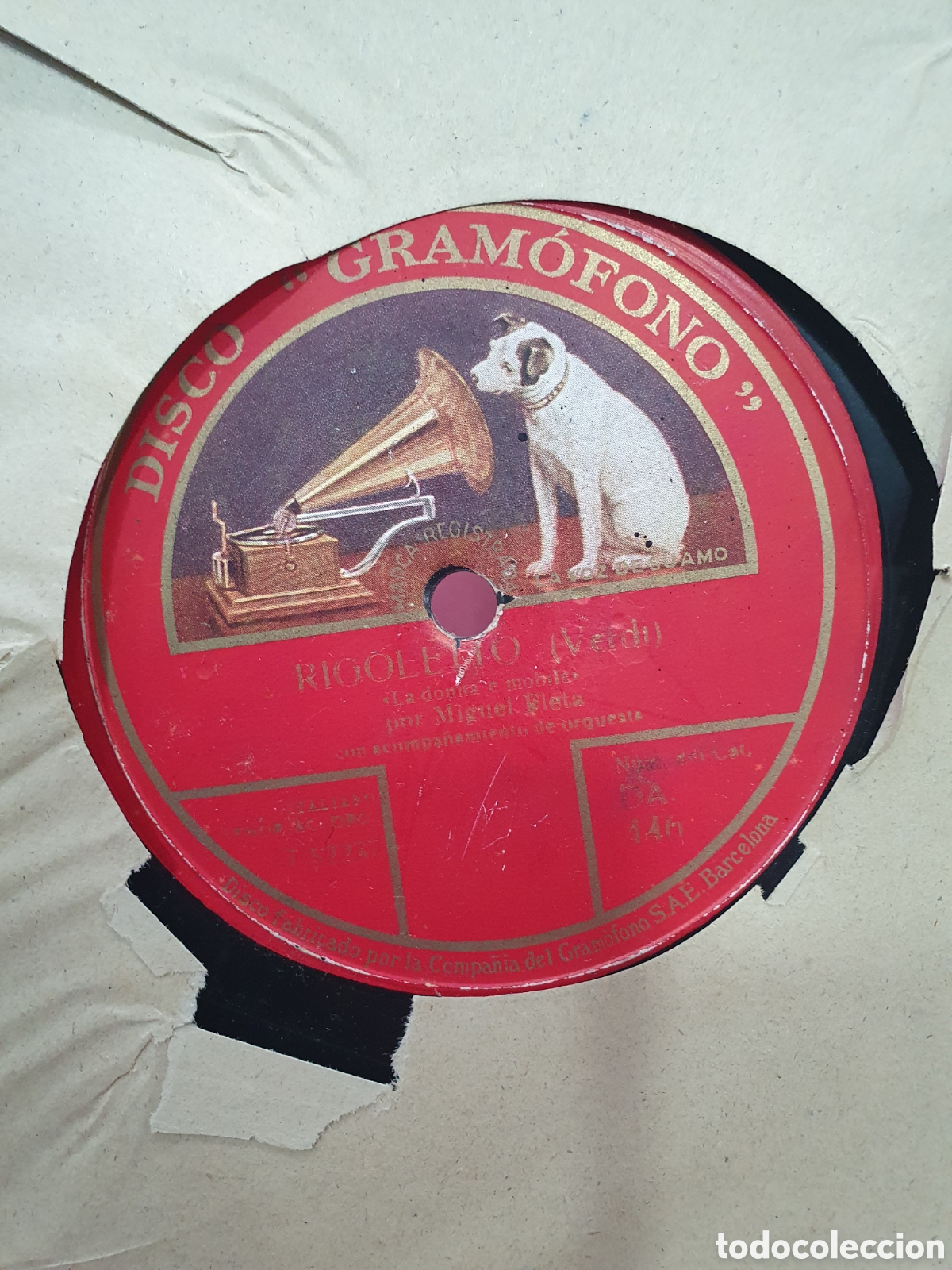 Discos de pizarra: Tosca y Rigoletto. Disco de pizarra. - Foto 1