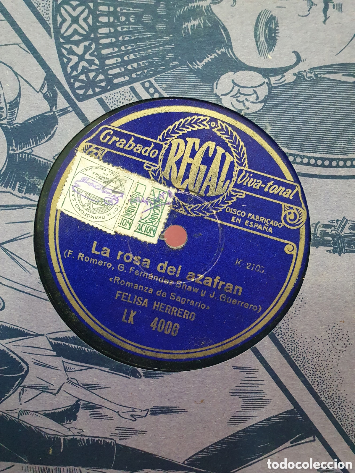 Discos de pizarra: La rosa del azafran. Disco de pizarra. - Foto 1