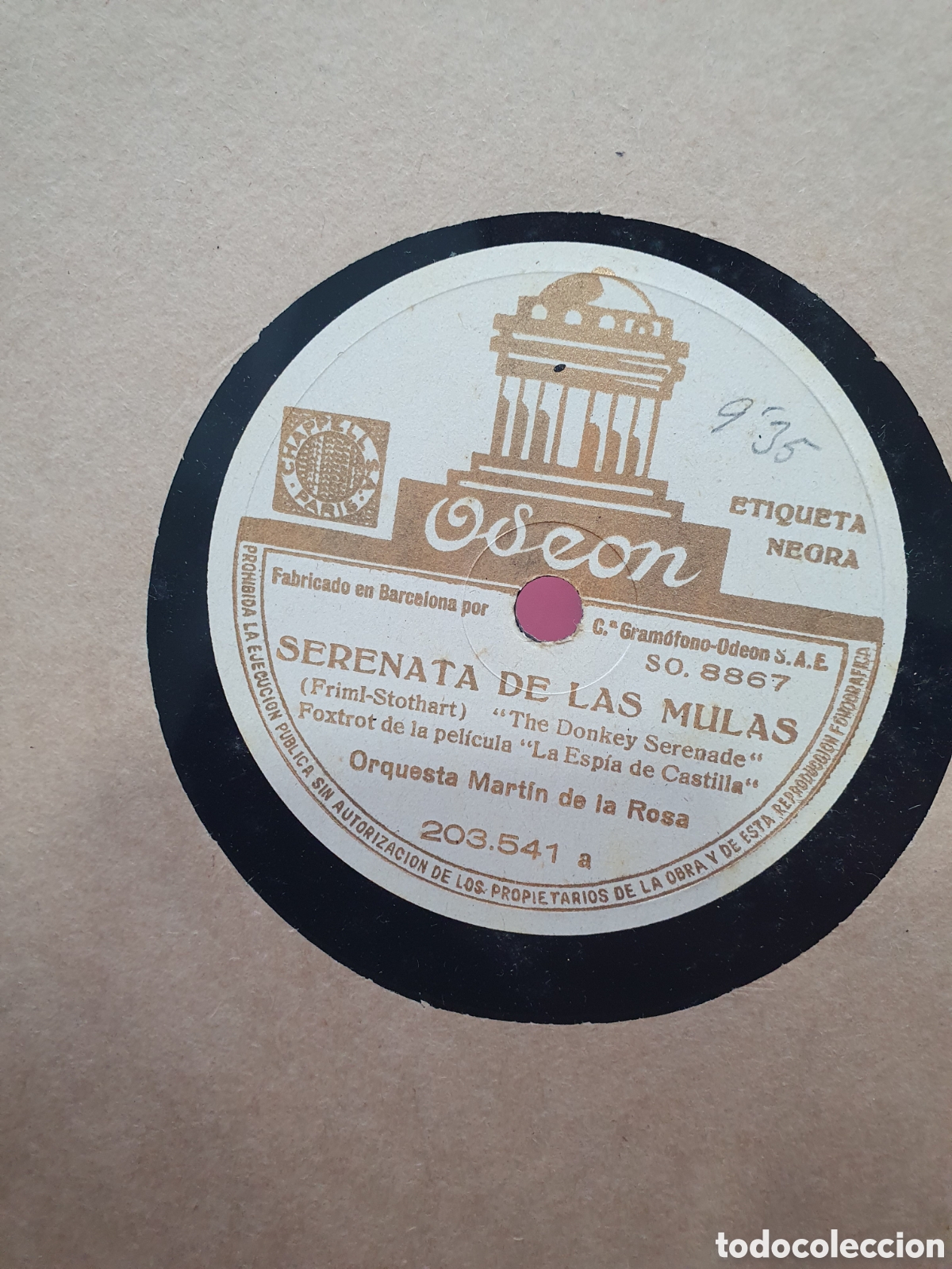 Dischi in gommalacca: Serenata de las mulas y Caravana. La esp&iacute;a de Castilla. Disco de pizarra