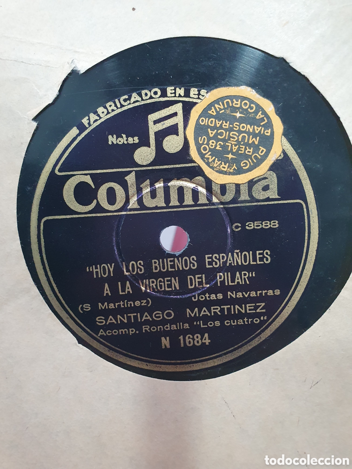 Discos de pizarra: Hoy los buenos espa&ntilde;oles a la Virgen del Pilar. Disco de pizarra