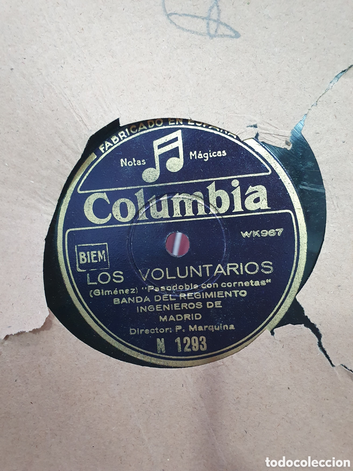 Discos de pizarra: Los Voluntarios y Espa&ntilde;a Ca&ntilde;&iacute;. Disco de pizarra.