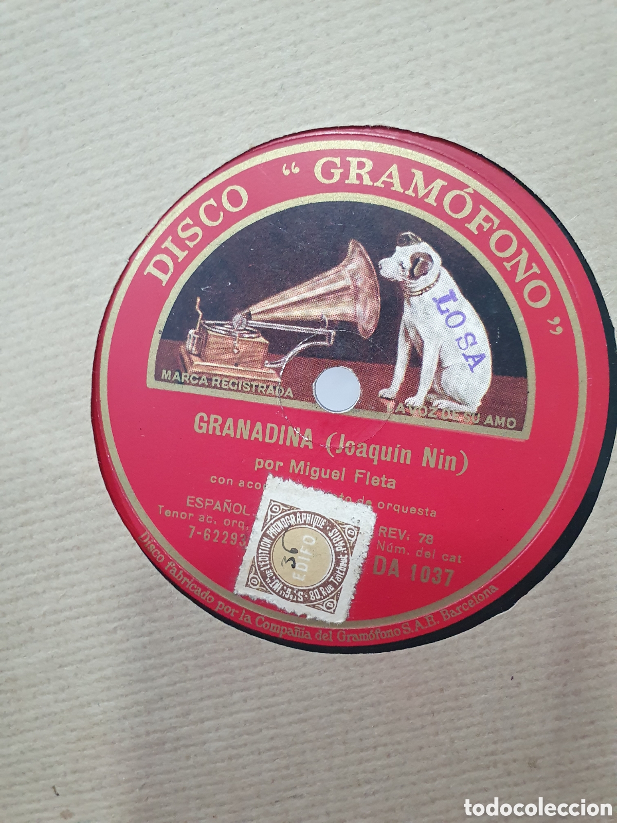 Discos de pizarra: Berceuse y Granadina. Disco de pizarra - Foto 2