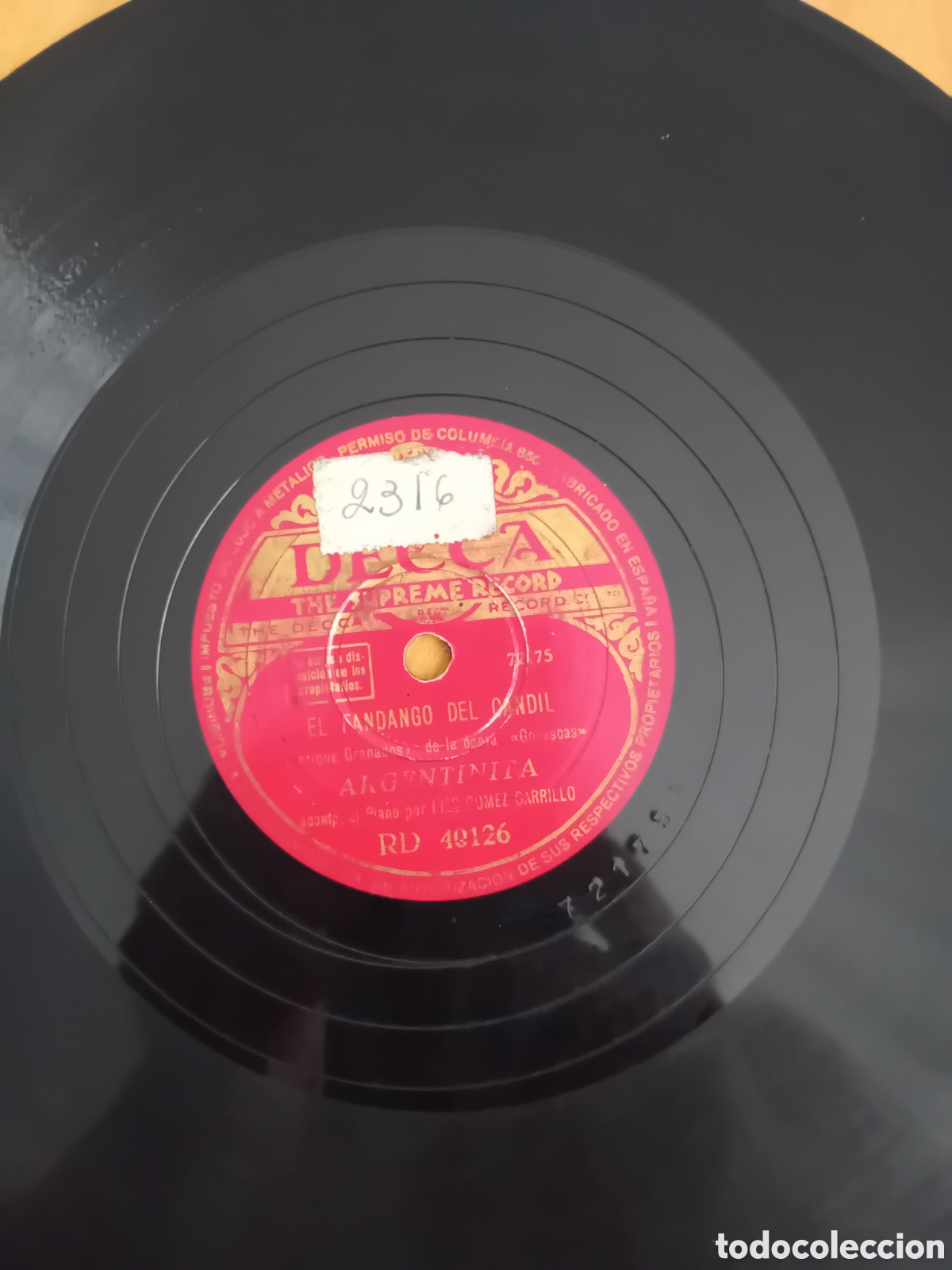 Discos de pizarra: ARGENTINITA. EL FANDANGO DEL CANDIL. DANZA FINAL - Foto 5