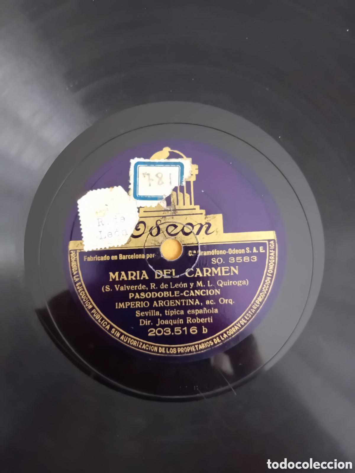 Discos de pizarra: IMPERIO ARGENTINA. FALSA MONEDA. MARIA DEL CARMEN - Foto 2