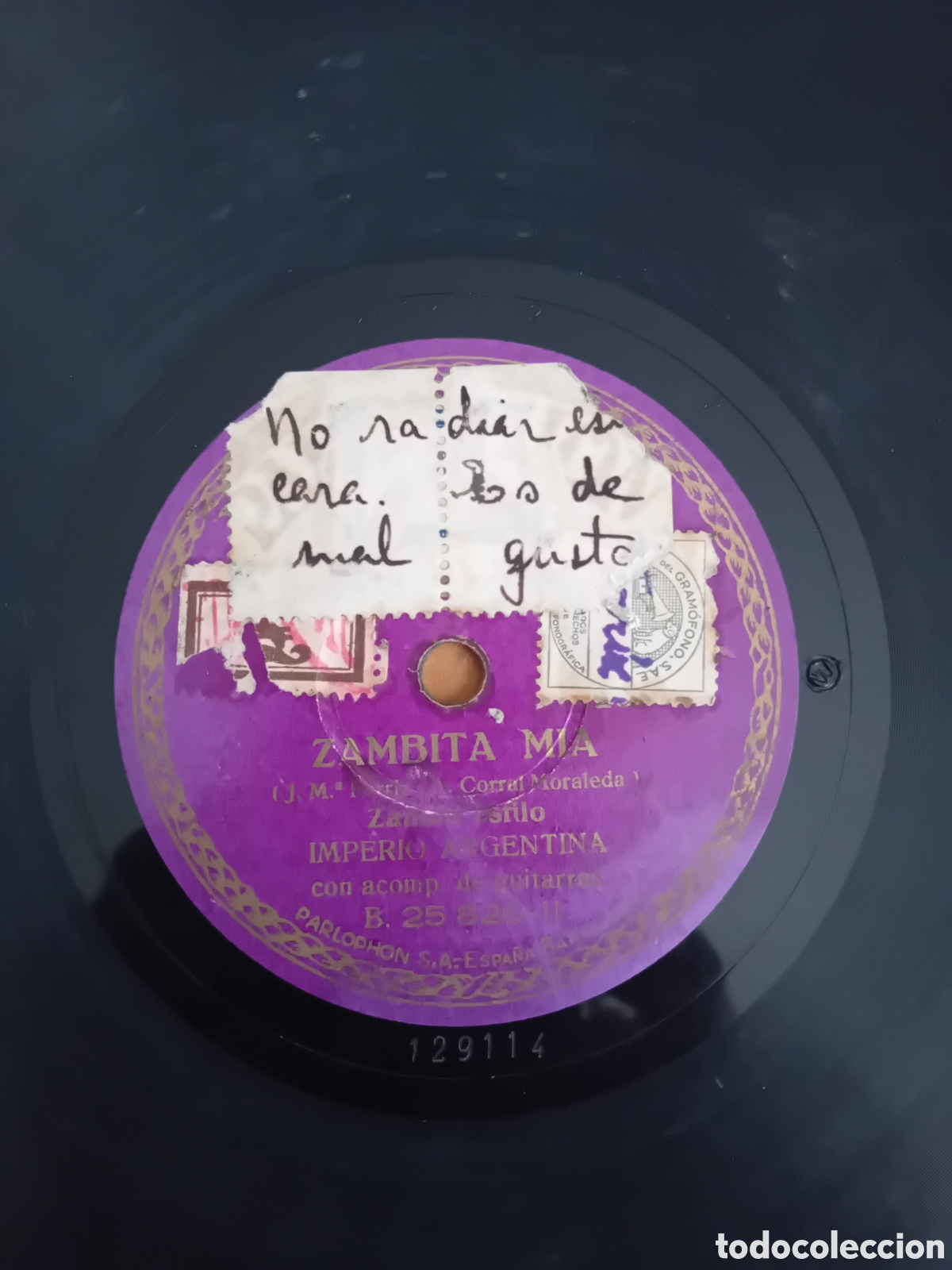 Discos de pizarra: IMPERIO ARGENTINA. UN COMPRADITO FUE. ZAMBITA MIA - Foto 2