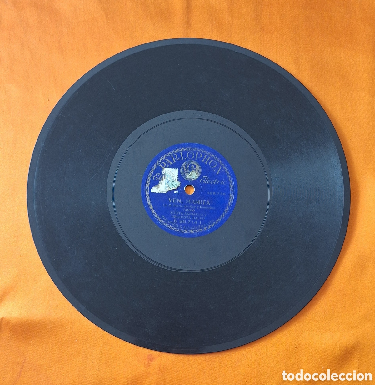 Discos de pizarra: Disco Pizarra Solita Sanahuja y Orquesta Dalvo - Vieja Harapienta - Ven Mamita - Tango -