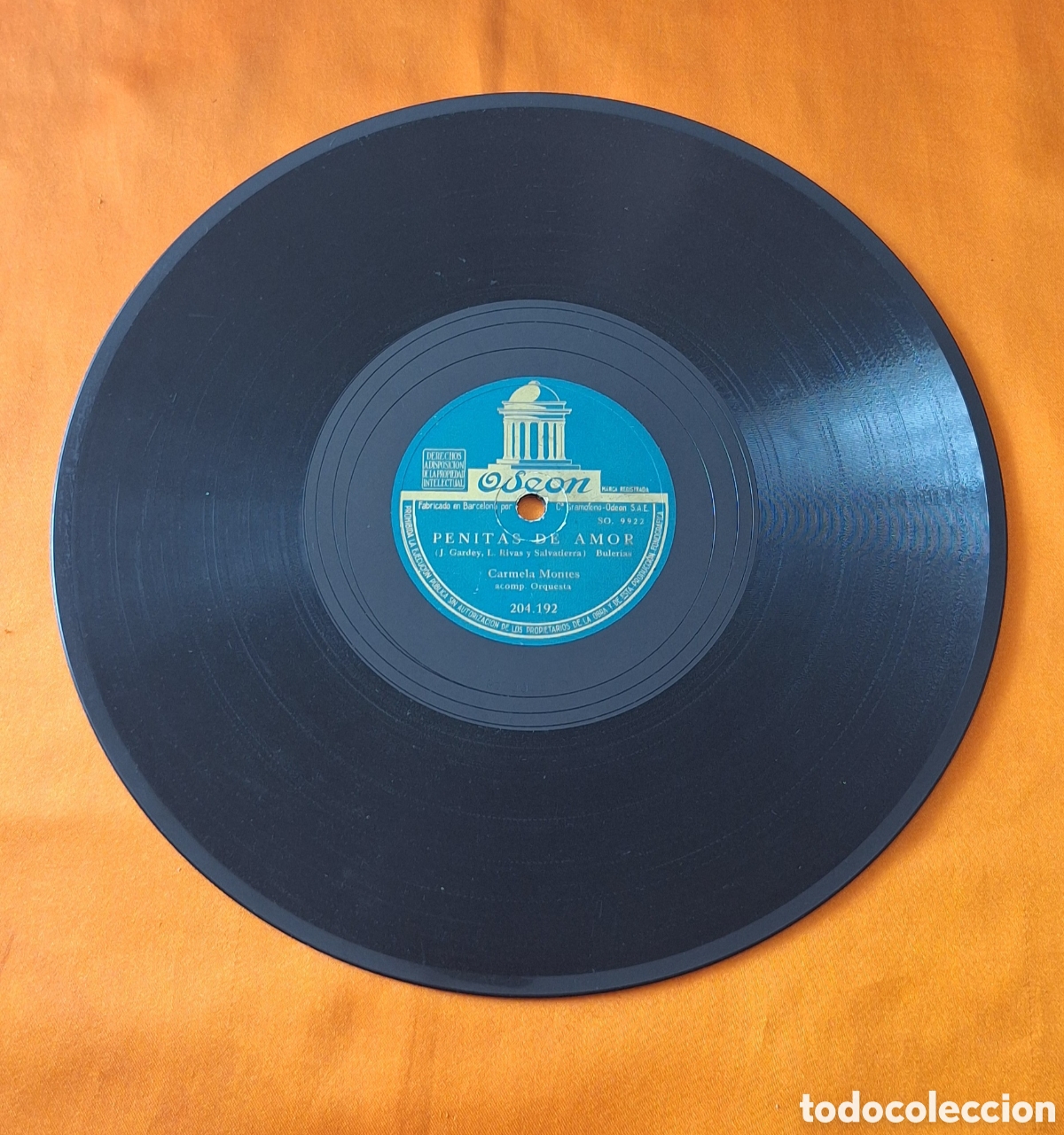 Discos de pizarra: Disco de Pizarra Carmela Montes - Penitas de Amor - La Coquinera -