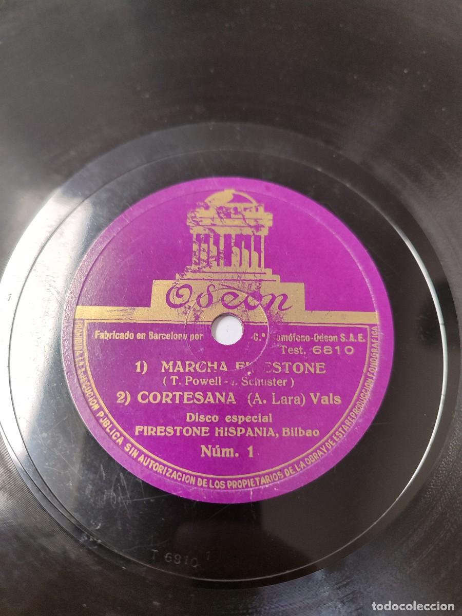 Disques en gomme-laque: Firestone Hispania, Bilbao. Anuncio de neum&aacute;ticos. 78 rpm. A&ntilde;o 1930