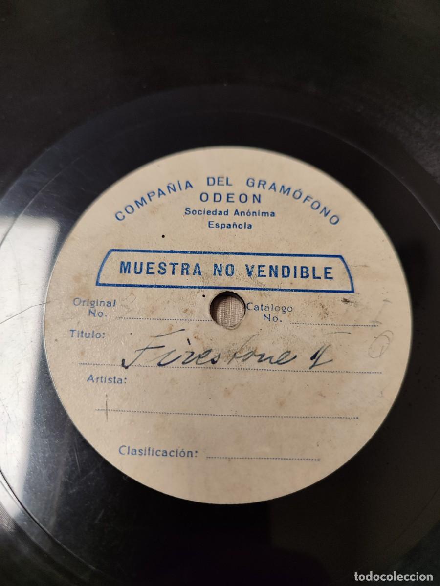 Discos de pizarra: Anuncio de la empresa de neum&aacute;ticos Firestone Hispania en 78 rpm. Grabado por una sola cara. Ca.1930