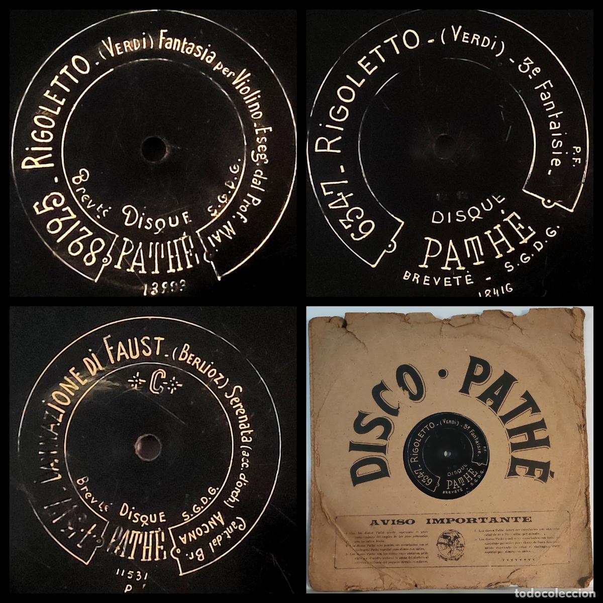 Discos de pizarra: Pathe Rigoletto Verdi Violin Prof Mai Fausto Berlioz Serenata Ancona Lote x 3