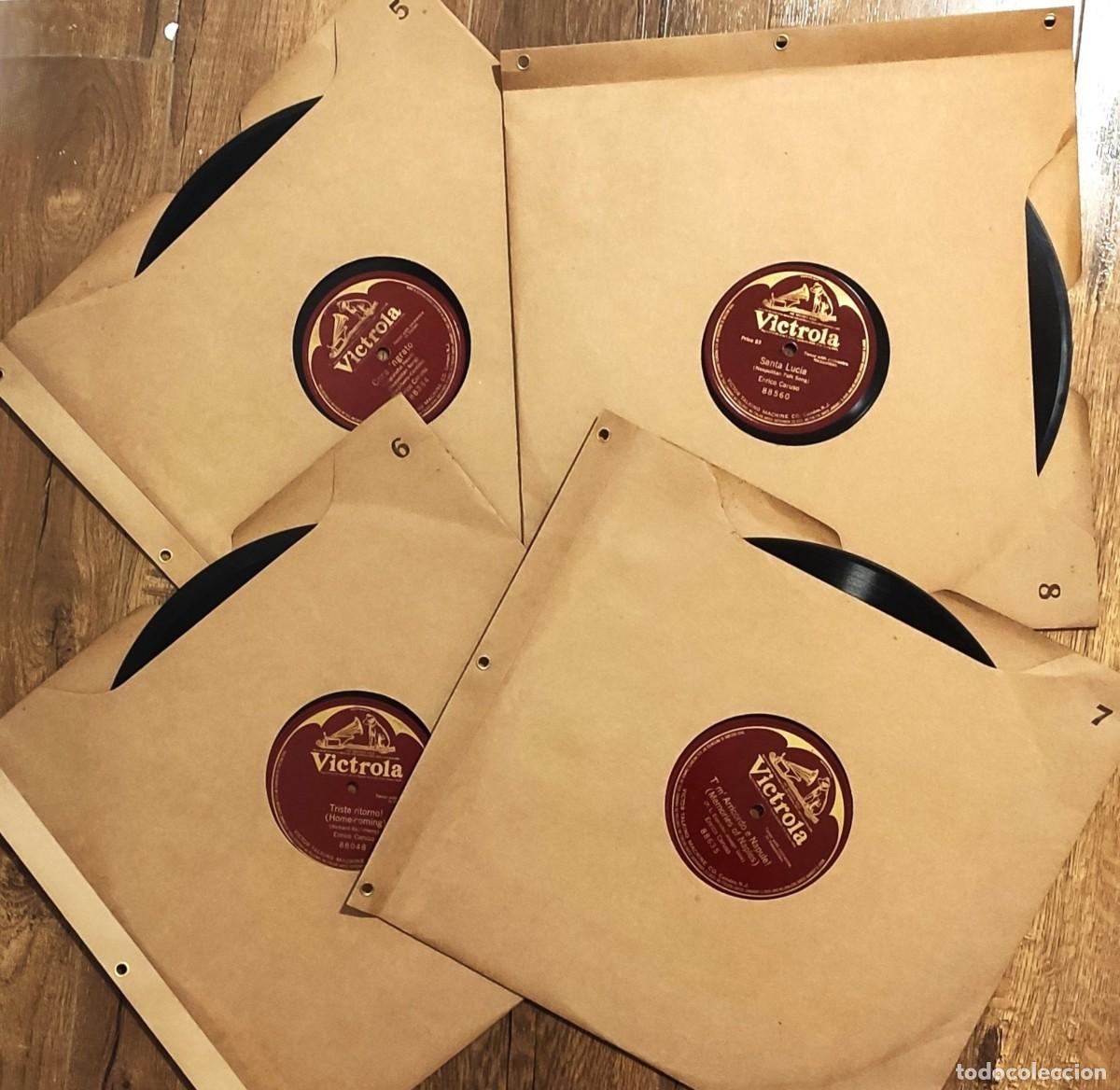 Discos de pizarra: Enrico Caruso Canci&oacute;n Napolitana Santa Lucia Core'ngrato Triste Ritorno Victrola 12&rdquo; Lote x 4