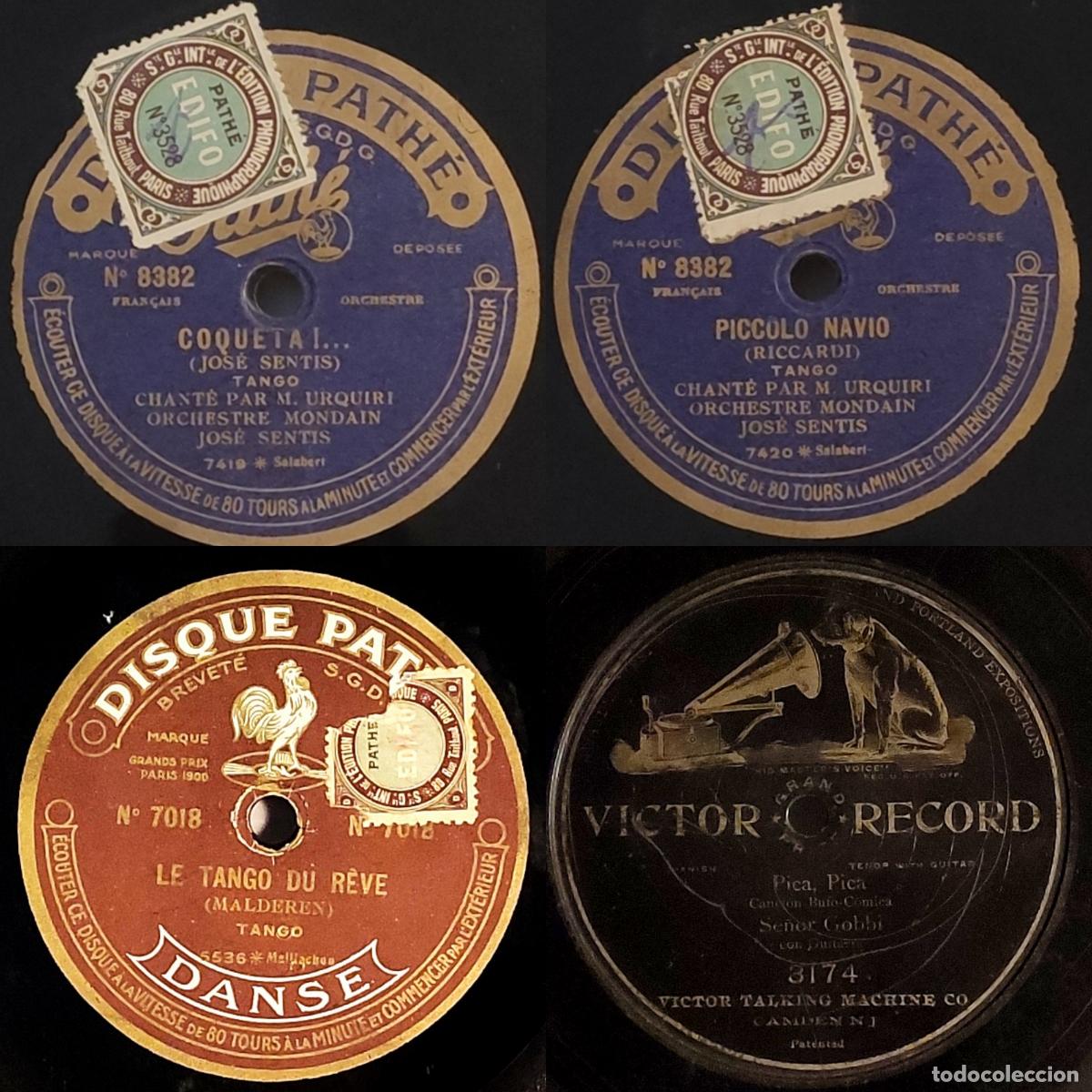 Discos de pizarra: Alfredo Gobbi Jose Sentis Urquiri Lote 3 Antiguos Pioneros del Tango Victor 1904 / Pathe Paris
