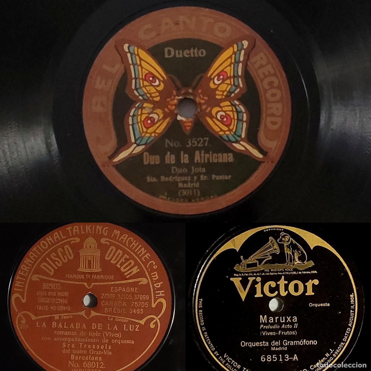 Discos de pizarra: MARIPOSA ODEON VICTOR Sra Tressols Duo Jota Maruxa Romanza Zarzuela Bel Canto Lote x 3