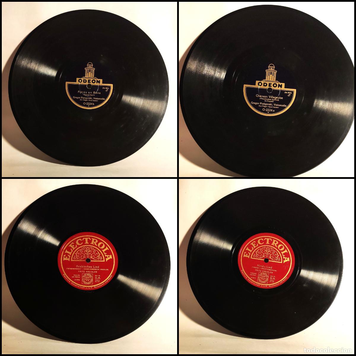 Discos de pizarra: Fritz Kreisler Gregor Piatigorsky Viol&iacute;n Chelo Odeon Electrola Lote x 2