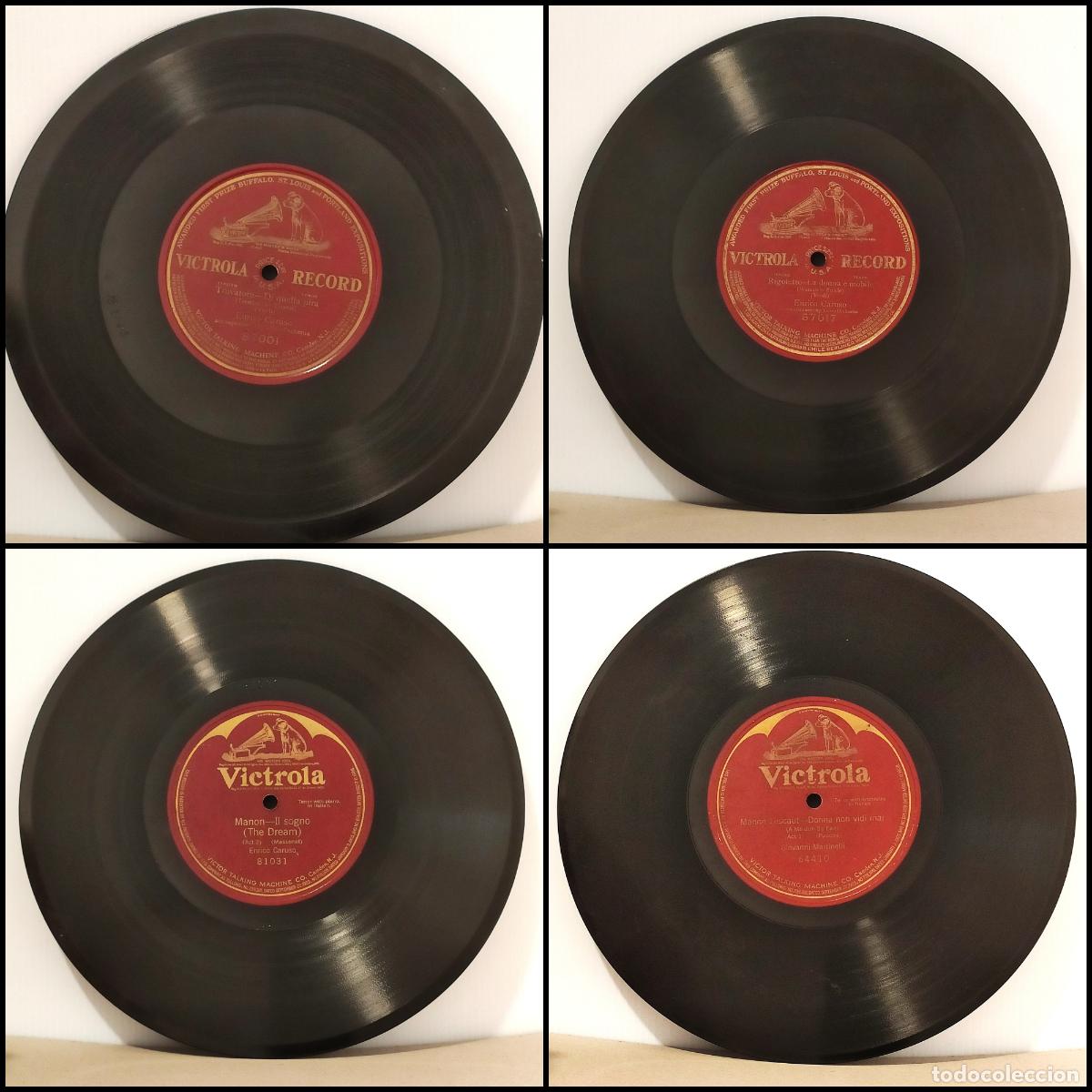 Discos de pizarra: Enrico Caruso Giovanni Martinelli Manon Trovatore Rigoletto Verdi Puccini Victrola lote x 4
