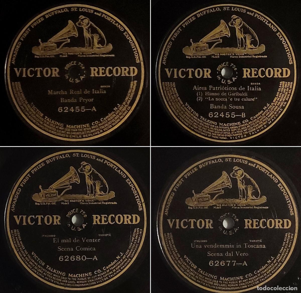 Discos de pizarra: Himno de Garibaldi Aires Patrioticos Escena C&oacute;mica Scena dal Vero Italiana Victor Record 10&rdquo; Lote 4