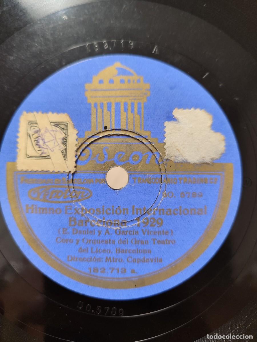 Discos de pizarra: Himno Exposici&oacute;n Barcelona 1929. Coro y orquesta del Liceo. 78 rpm