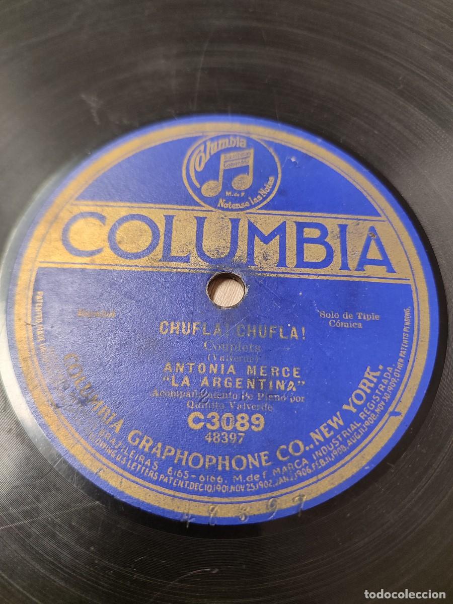 Discos de pizarra: Antonia Merc&eacute; La Argentina 78 rpm ac. piano Quinito Valverde. Cupl&eacute;