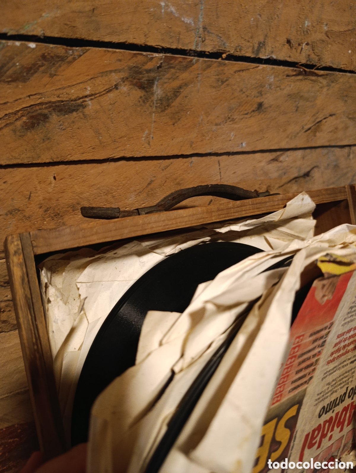 Discos de pizarra: Lote de 25 discos de pizarra caja de madera. - Foto 3