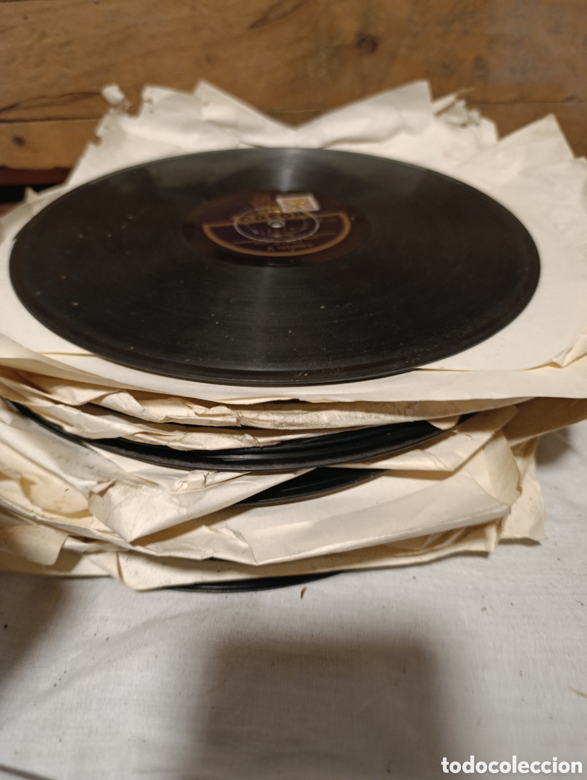 Discos de pizarra: Lote de 25 discos de pizarra caja de madera. - Foto 9