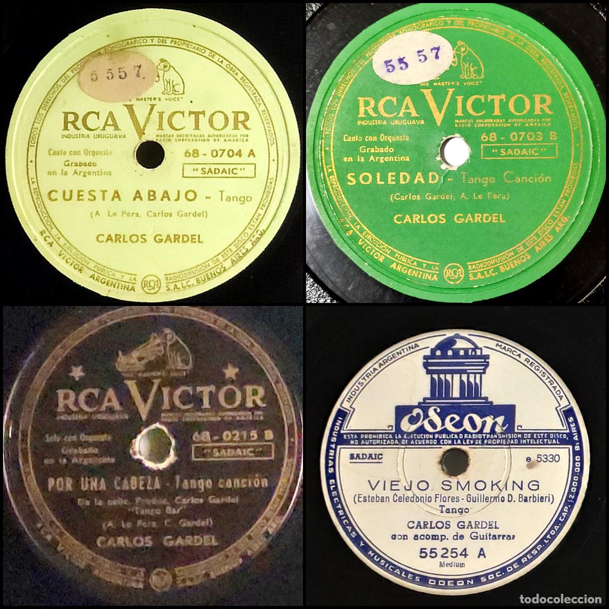 Discos de pizarra: Carlos Gardel Mi Buenos Aires Querido Volvio Una Noche Tango Argentino RCA Pizarra 78 rpm Lote x 4