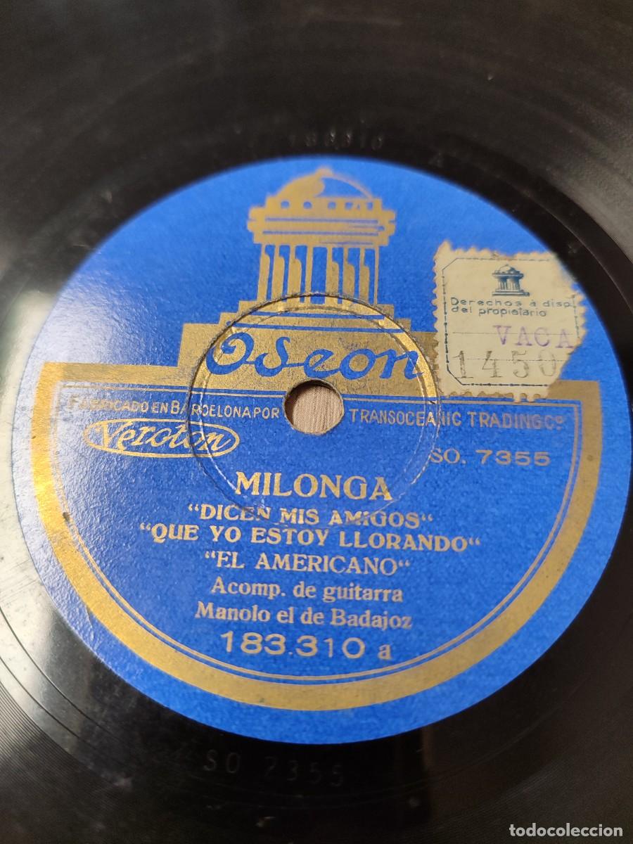 Discos de pizarra: El Americano con Manolo de Badajoz. Fandangos/ Milonga. Flamenco 78 rpm