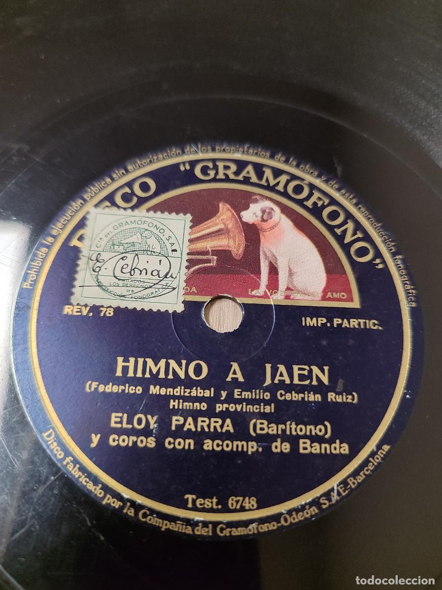 Discos de pizarra: HIMNO A JA&Eacute;N 78 rpm canta Eloy Parra/ Ragon Falez (Pasodoble). Banda Hisp&aacute;nica dir. Godes